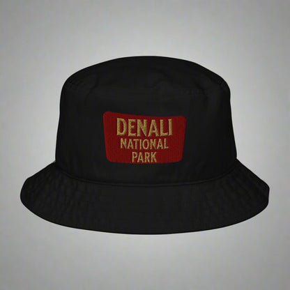 Denali National Park sign organic embroidered bucket hat alternate product angle