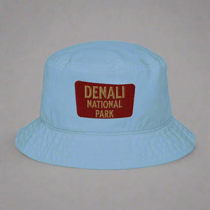 Denali National Park sign organic embroidered bucket hat alternate product angle