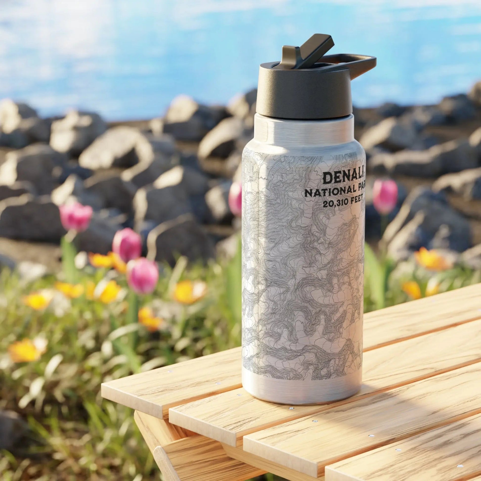 Denali National Park Topographic Bottle Tumbler 32oz - Parks Apparelwater bottle