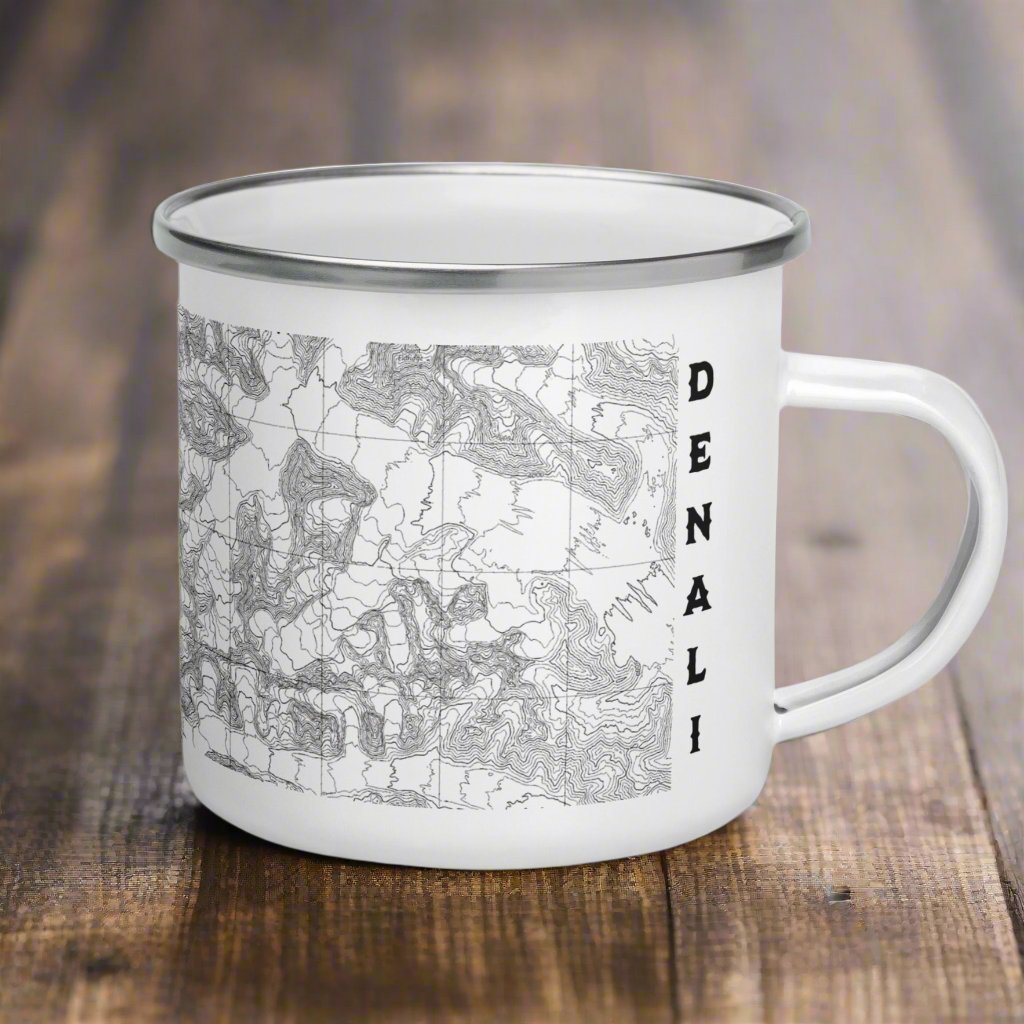 Denali National Park topographic camp mug shown as primary product image