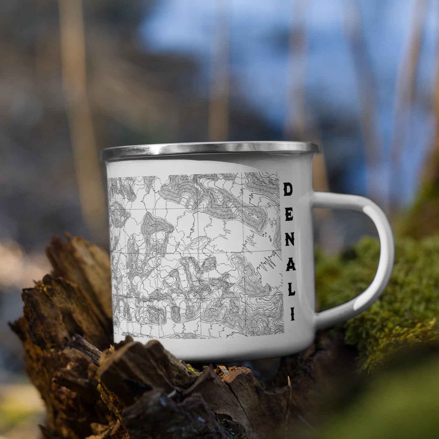 Denali National Park topographic camp mug shown from alternate product angle