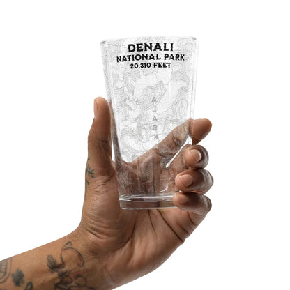 Denali National Park Topographic Pint Beer Glass - Parks ApparelDrinkware