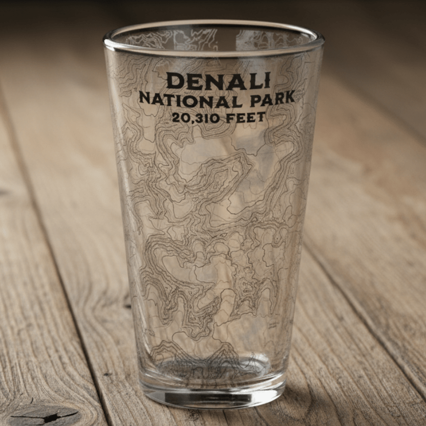 Denali National Park Topographic Pint Beer Glass - Parks ApparelDrinkware