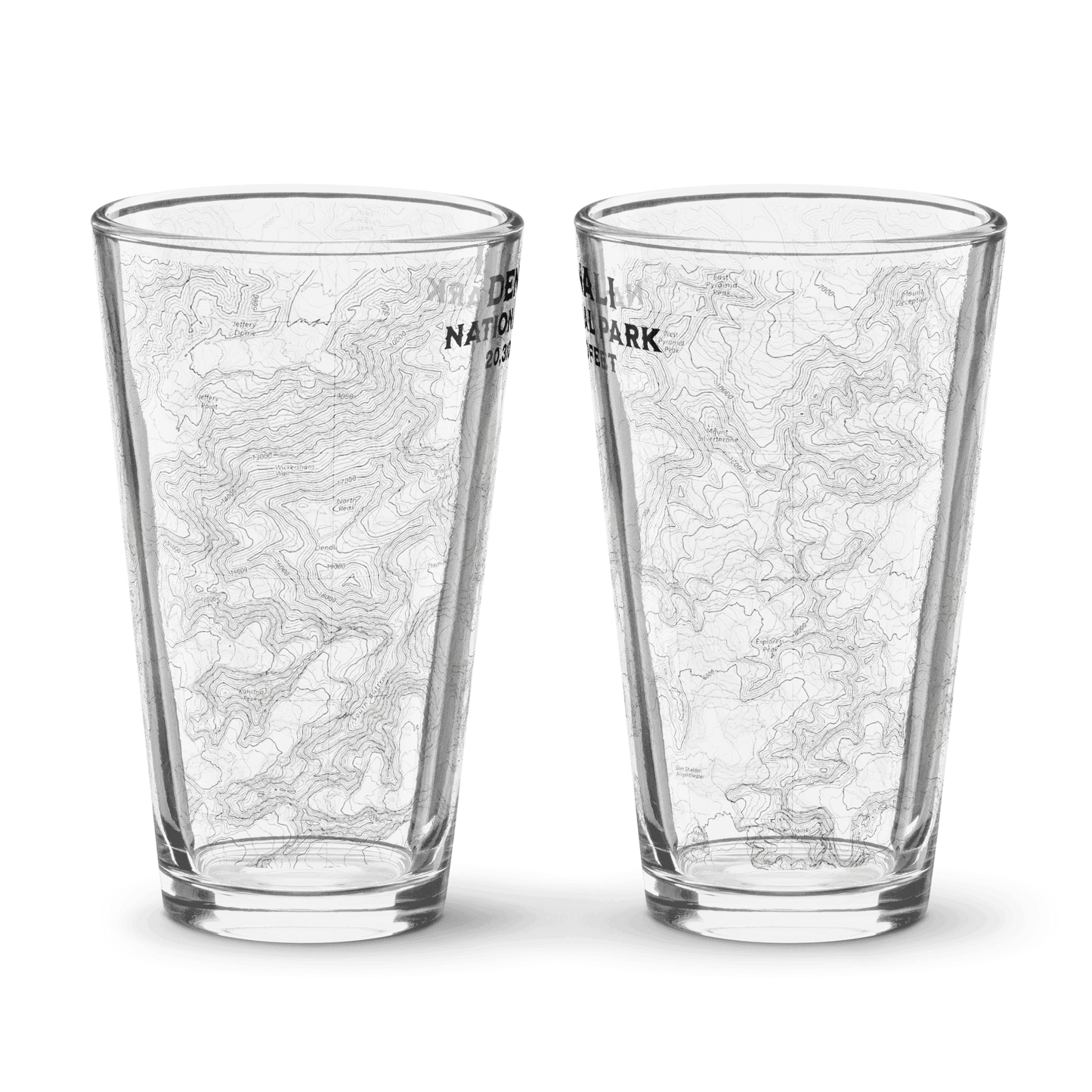 Denali National Park Topographic Pint Beer Glass - Parks ApparelDrinkware