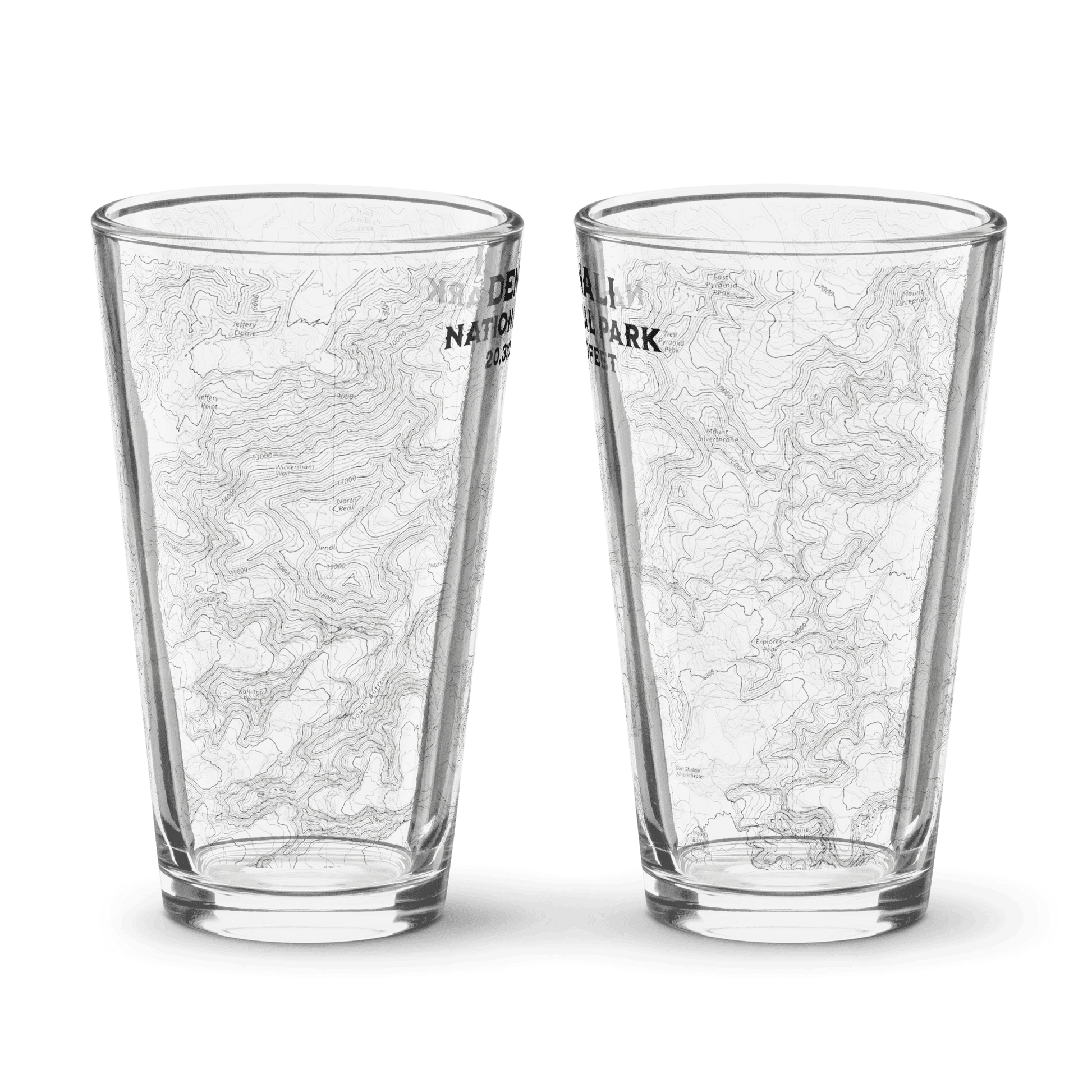 Denali National Park Topographic Pint Beer Glass - Parks ApparelDrinkware
