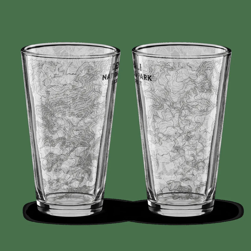 Denali National Park Topographic Pint Beer Glass - Parks ApparelDrinkware