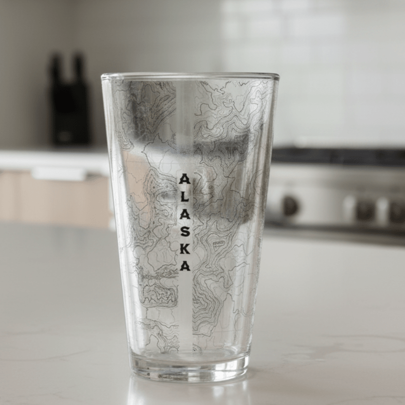 Denali National Park Topographic Pint Beer Glass - Parks ApparelDrinkware