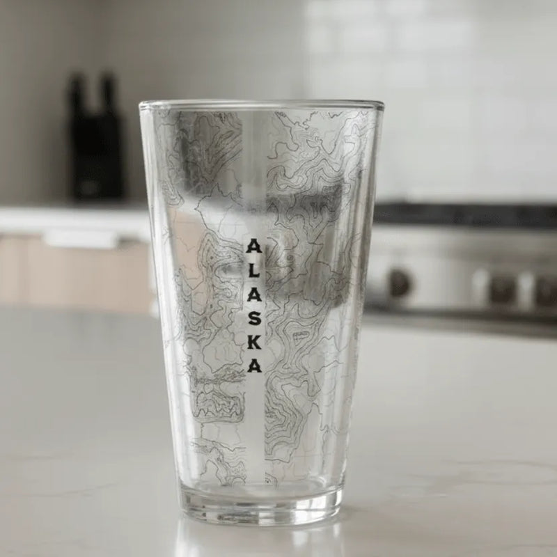 Denali National Park Topographic Pint Beer Glass - Parks ApparelDrinkware
