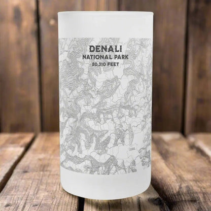 Denali National Park topographic pint beer mug shown as primary product image