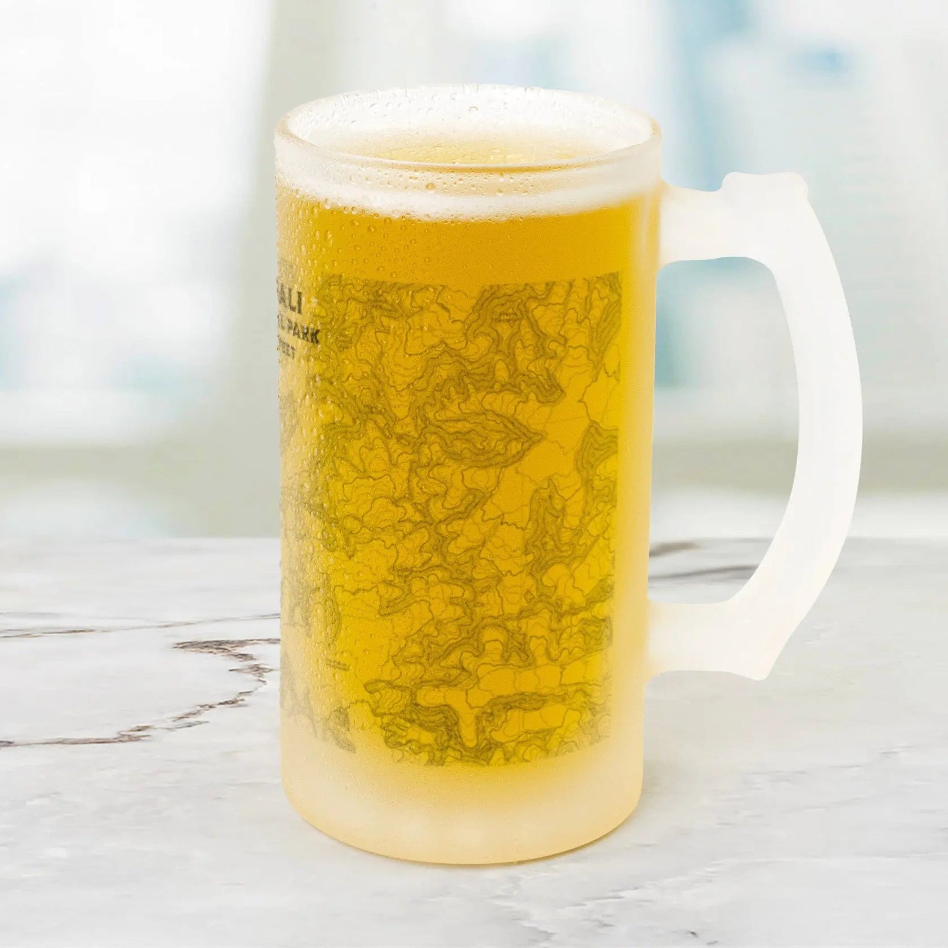 Denali National Park topographic pint beer mug showing design detail or product variation