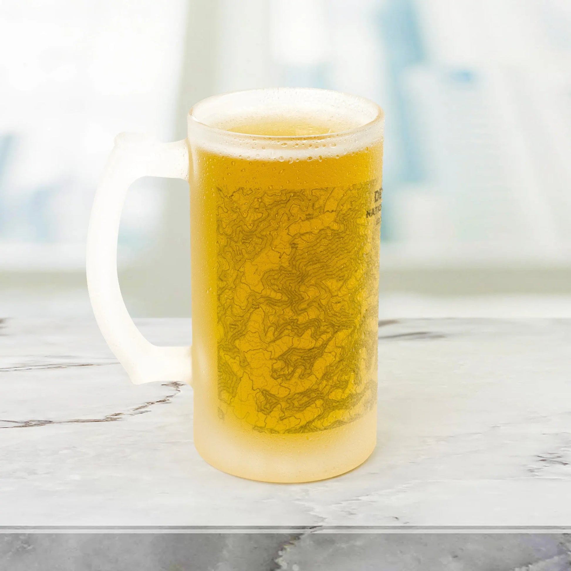 Denali National Park topographic pint beer mug showing design detail or product variation