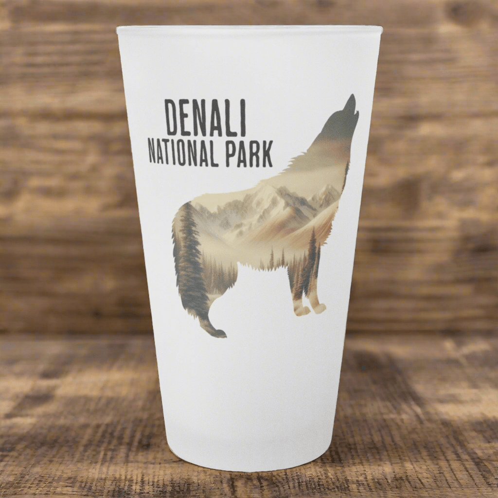 Denali National Park wolf frosted pint glass primary product image