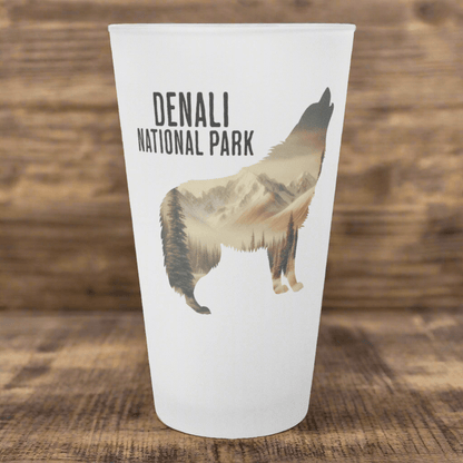 Denali National Park wolf frosted pint glass primary product image