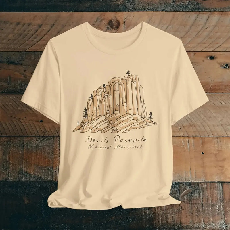Devils Postpile National Monument Mammoth Lakes California graphic t-shirt shown in lifestyle or modeled setting