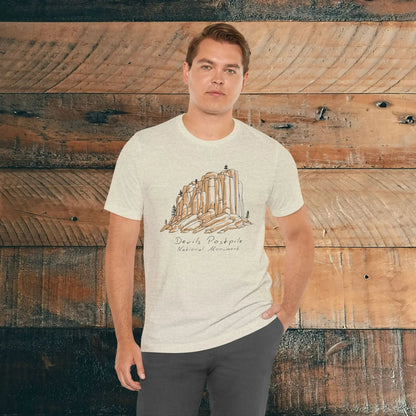 Devils Postpile National Monument Mammoth Lakes California graphic t-shirt shown in alternate apparel color