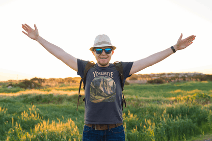 El Capitan Yosemite Valley graphic t-shirt shown in lifestyle or modeled setting