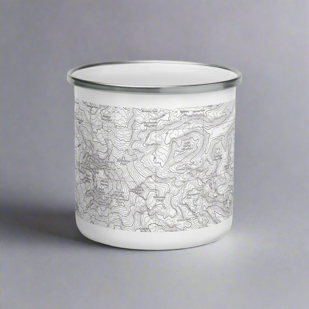 Mount Rainier Topographic Durable Camp Mug USGS Map Park Service Apparel