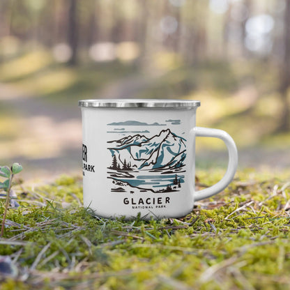 Glacier National Park Watercolor Art Durable Enamel Camp Mug Park Service Apparel
