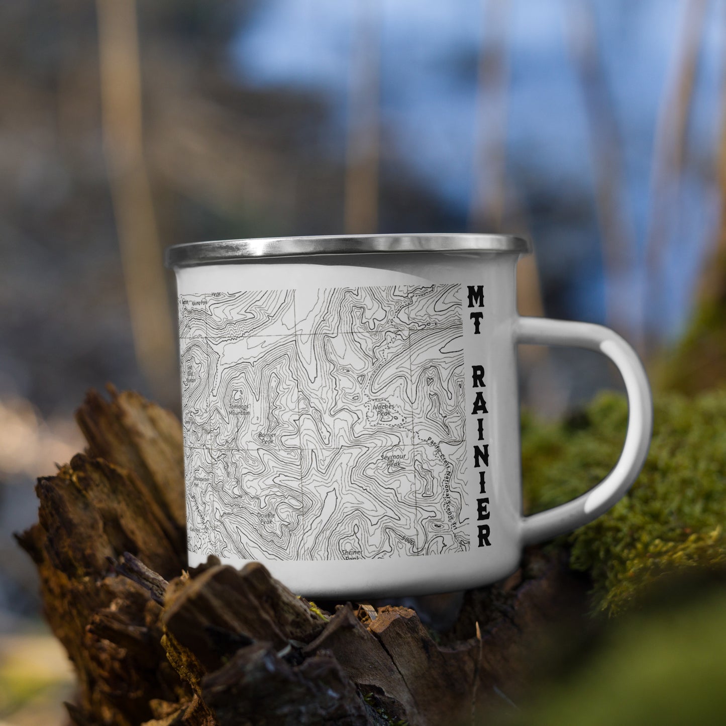 Mount Rainier Topographic Durable Camp Mug USGS Map Park Service Apparel