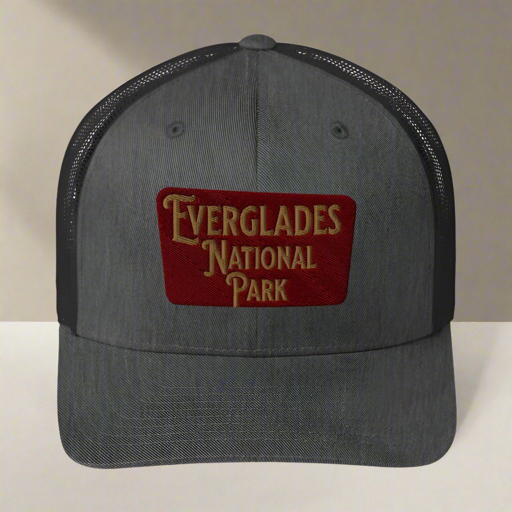Everglades National Park embroidered trucker hat shown from alternate product angle
