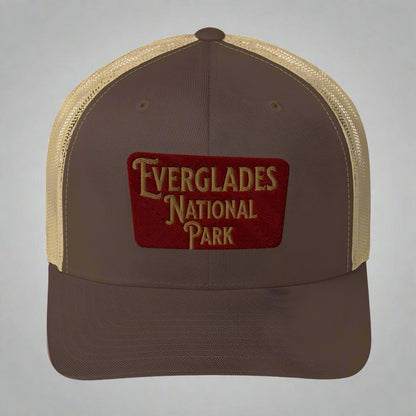 Everglades National Park embroidered trucker hat shown in lifestyle or modeled setting