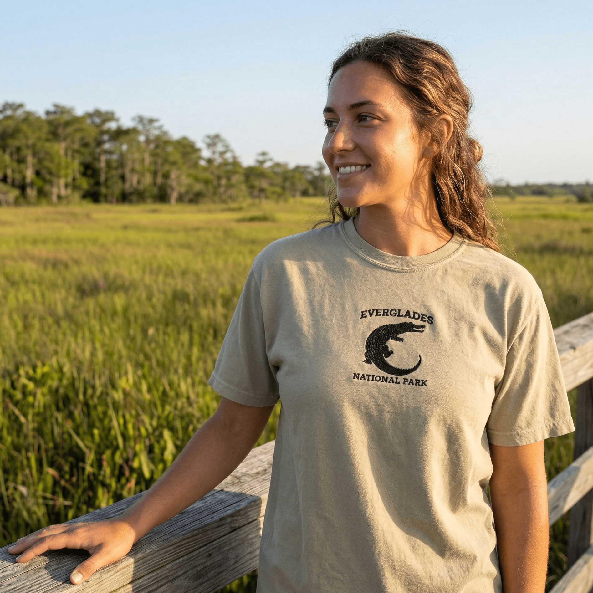 Everglades National Park premium embroidered t-shirt shown in lifestyle or modeled setting