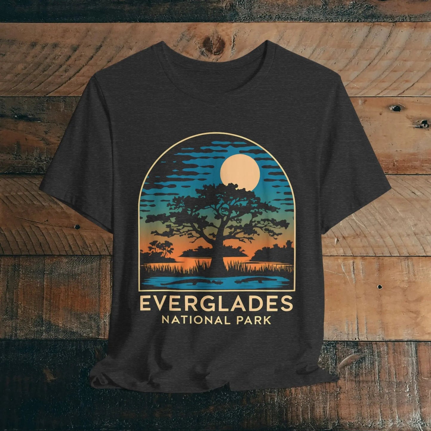 Everglades National Park Florida trees graphic t-shirt shown in lifestyle or modeled setting