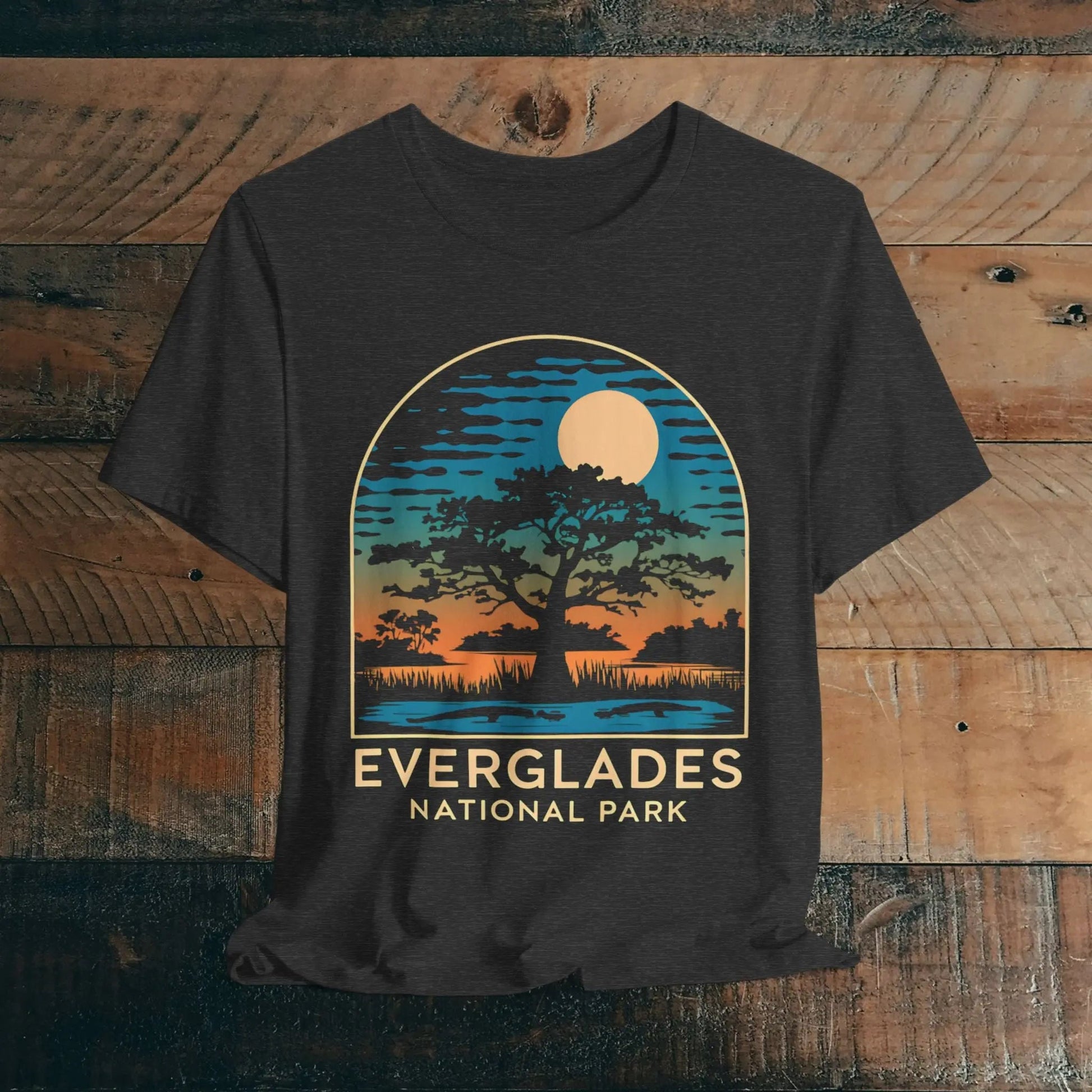 Everglades National Park Florida trees graphic t-shirt shown in lifestyle or modeled setting