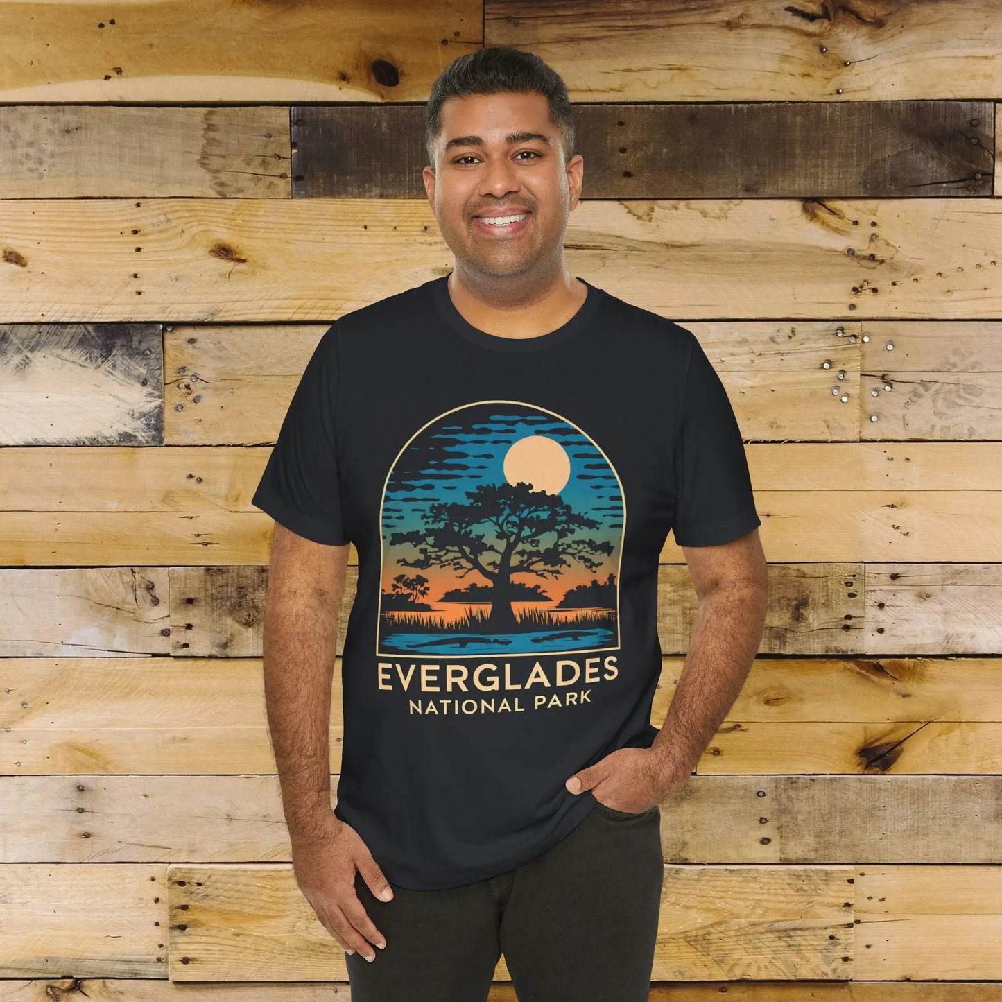 Everglades National Park Florida trees graphic t-shirt shown in alternate apparel color