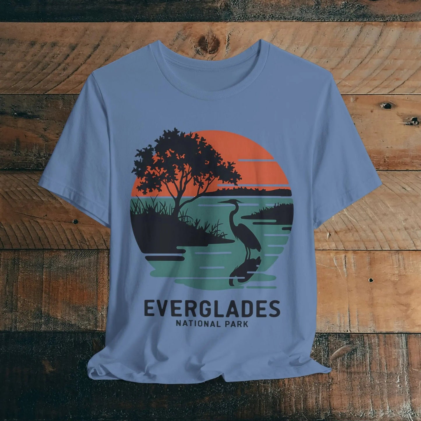 Everglades National Park retro sunset logo graphic t-shirt detail or alternate product view