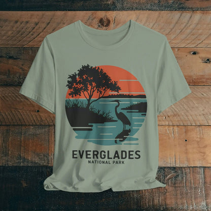 Everglades National Park retro sunset logo graphic t-shirt shown in alternate apparel color