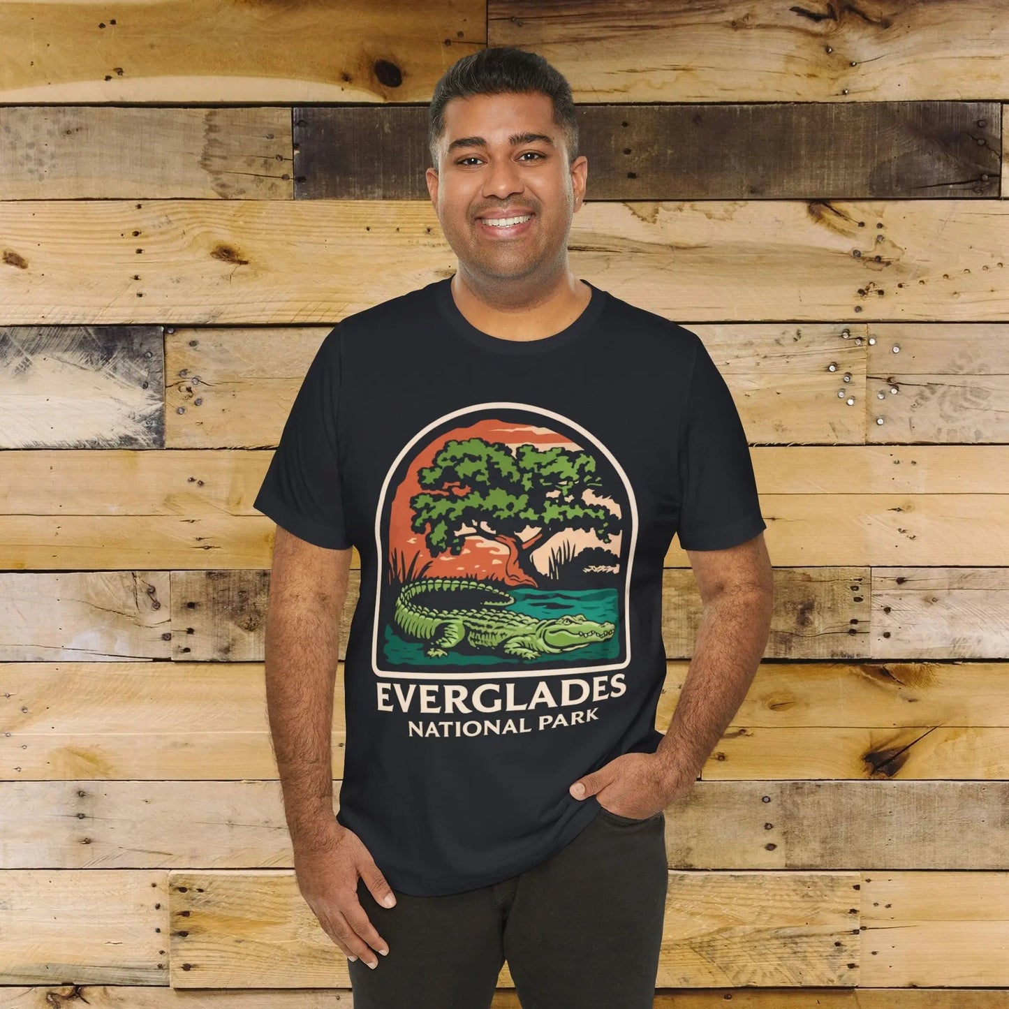 Everglades National Park alligator graphic t-shirt shown in alternate apparel color