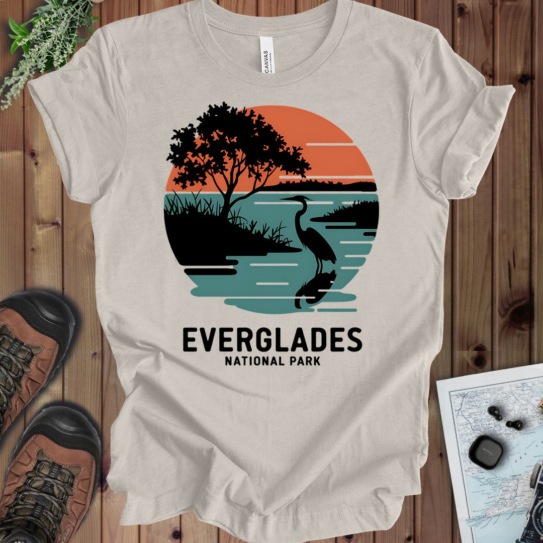 Everglades Logo Retro Sunset Kids Graphic T-Shirt in Heather Dust