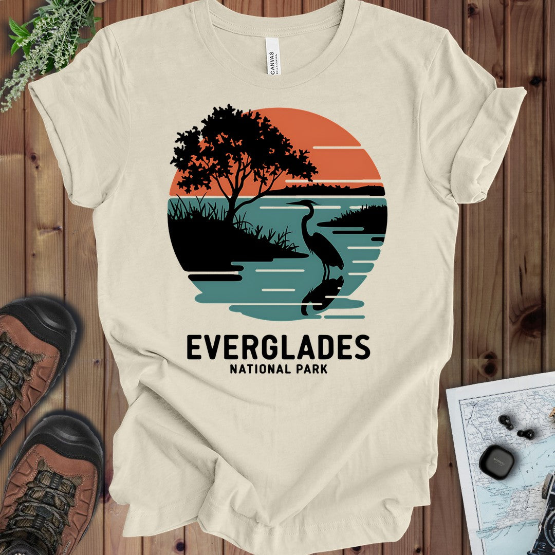 Everglades Logo Retro Sunset Kids Graphic T-Shirt in Natural