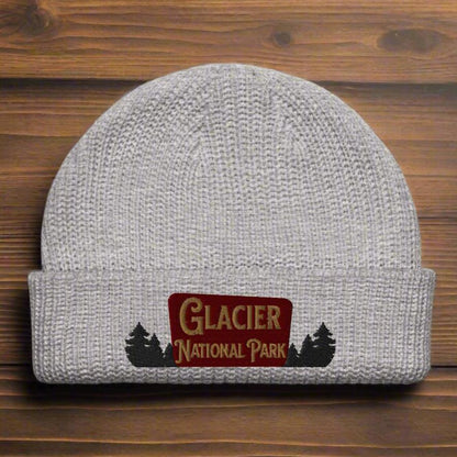 Glacier National Park Embroidered Beanie Fisherman Style beanie Park Service Apparel Athletic Heather