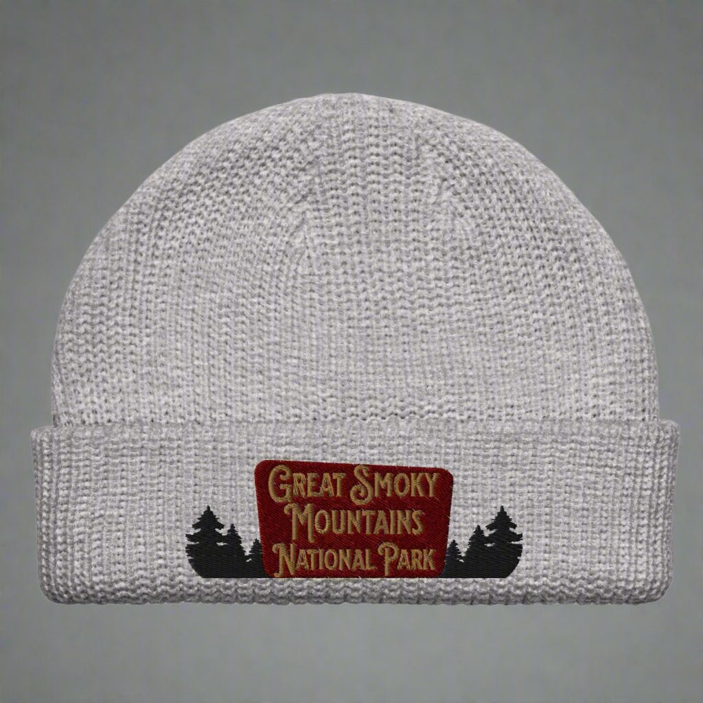 Great Smoky Mountains Embroidered National Park Sign Beanie beanie Park Service Apparel Athletic Heather