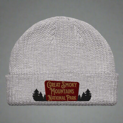 Great Smoky Mountains Embroidered National Park Sign Beanie beanie Park Service Apparel Athletic Heather