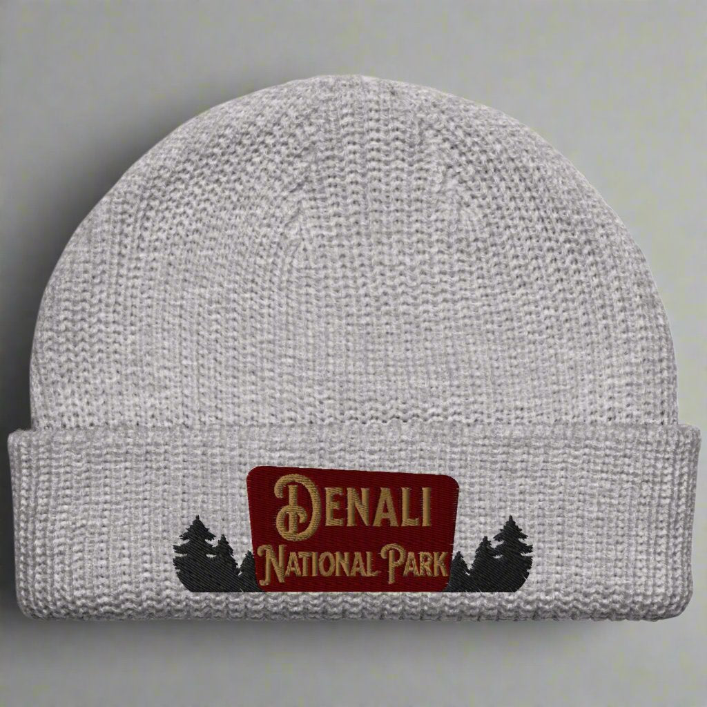 Denali National Park Sign Embroidered Beanie beanie Park Service Apparel Athletic Heather
