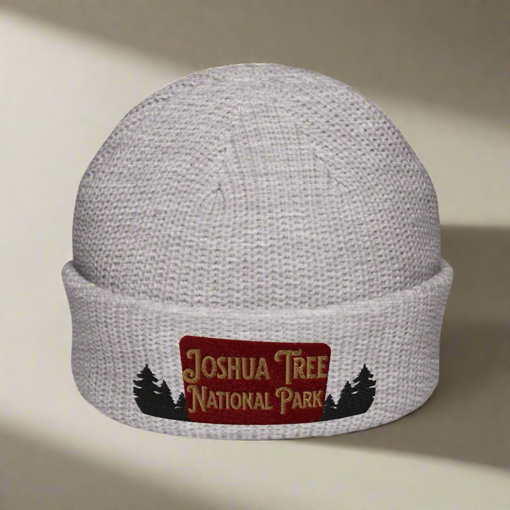 Joshua Tree National Park Sign Embroidered Beanie hat Park Service Apparel Athletic Heather
