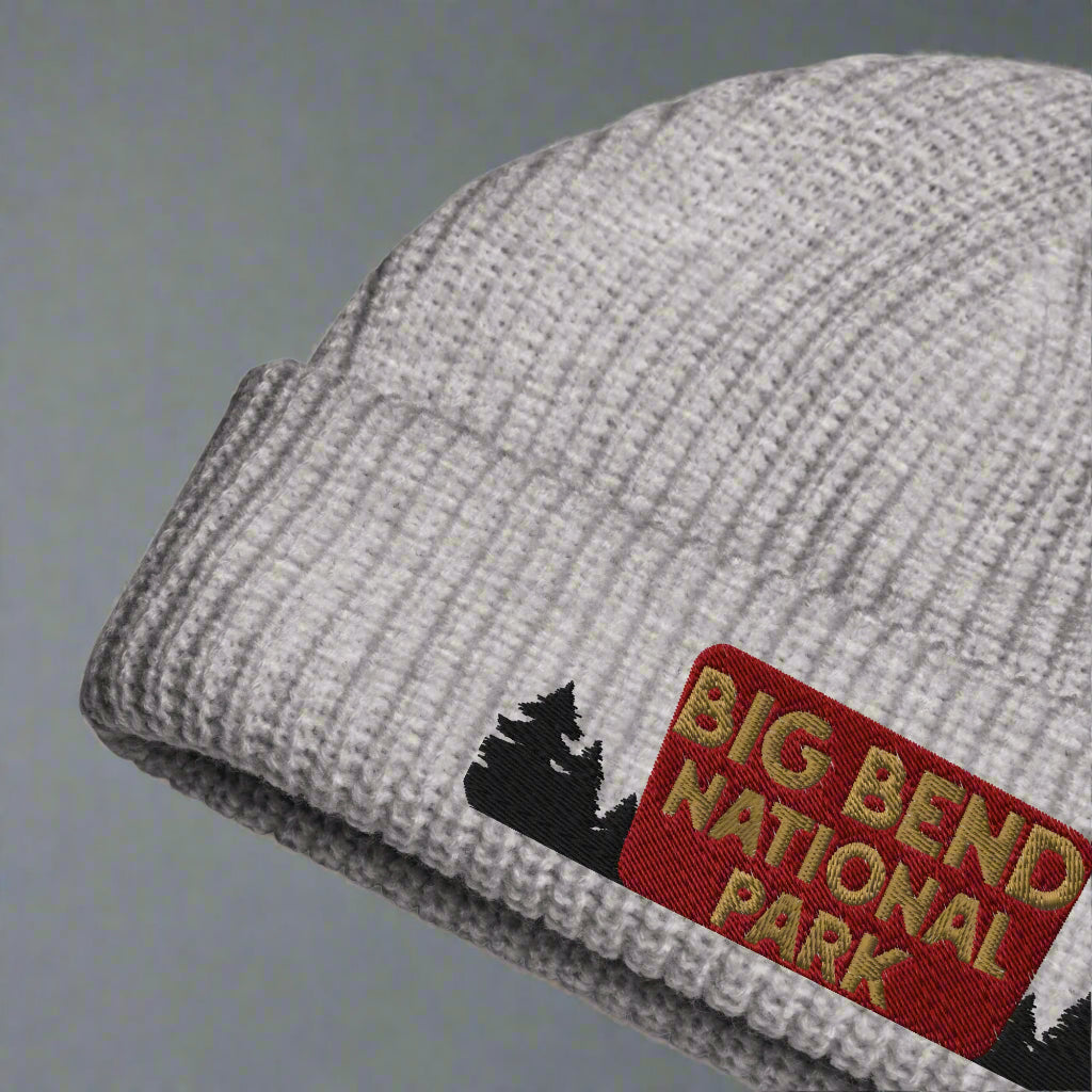Big Bend National Park Sign Embroidered Beanie hat Park Service Apparel Athletic Heather