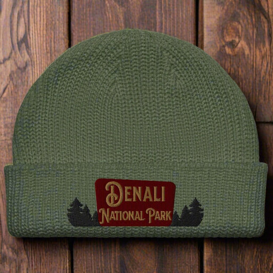 Denali National Park Sign Embroidered Beanie beanie Park Service Apparel Cypress