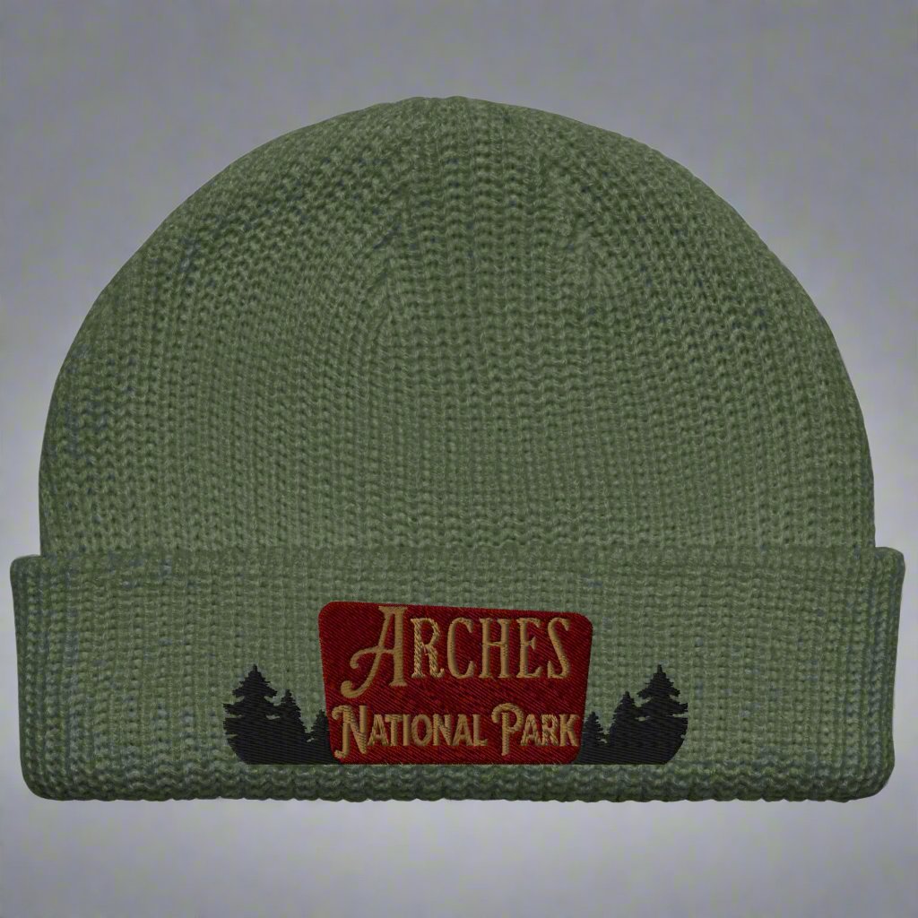 Arches National Park Sign Embroidered Beanie beanie Park Service Apparel Cypress