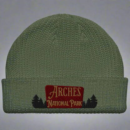 Arches National Park Sign Embroidered Beanie beanie Park Service Apparel Cypress