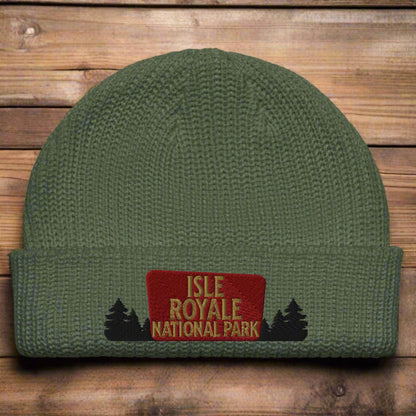 Isle Royale National Park Embroidered Wharf Style Beanie hat Park Service Apparel Cypress