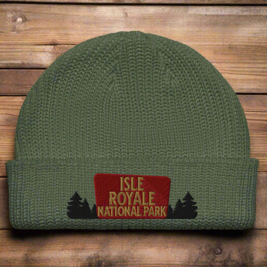 Isle Royale National Park Embroidered Wharf Style Beanie hat Park Service Apparel Cypress