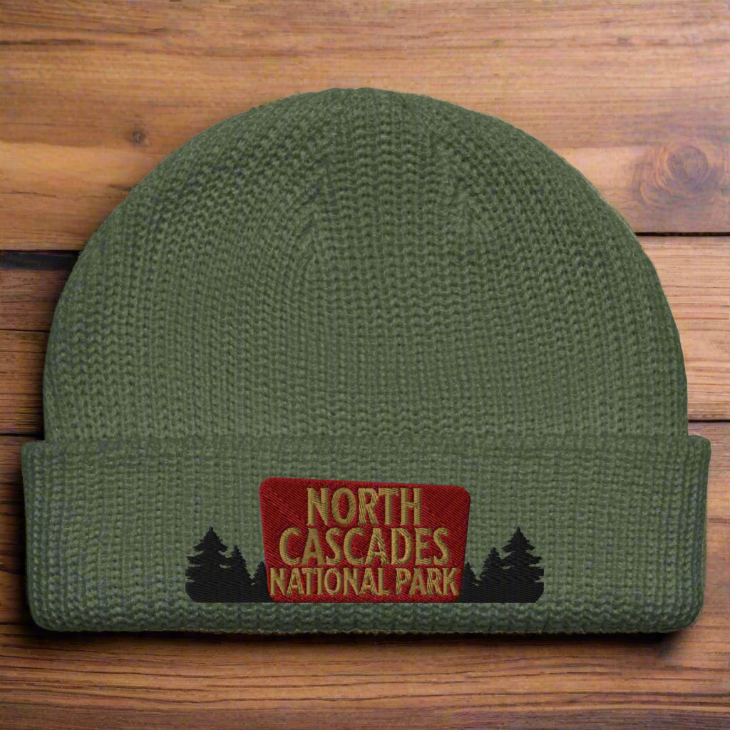 North Cascades National Park Embroidered Beanie hat Park Service Apparel Cypress