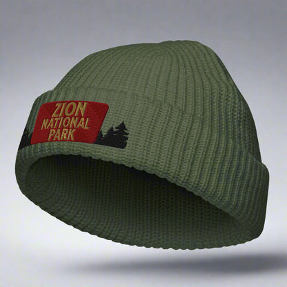 Zion National Park Sign Embroidered Wharf Style Beanie hat Park Service Apparel