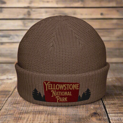 Yellowstone National Park Embroidered Beanie Wharf Style Park Service Apparel Walnut