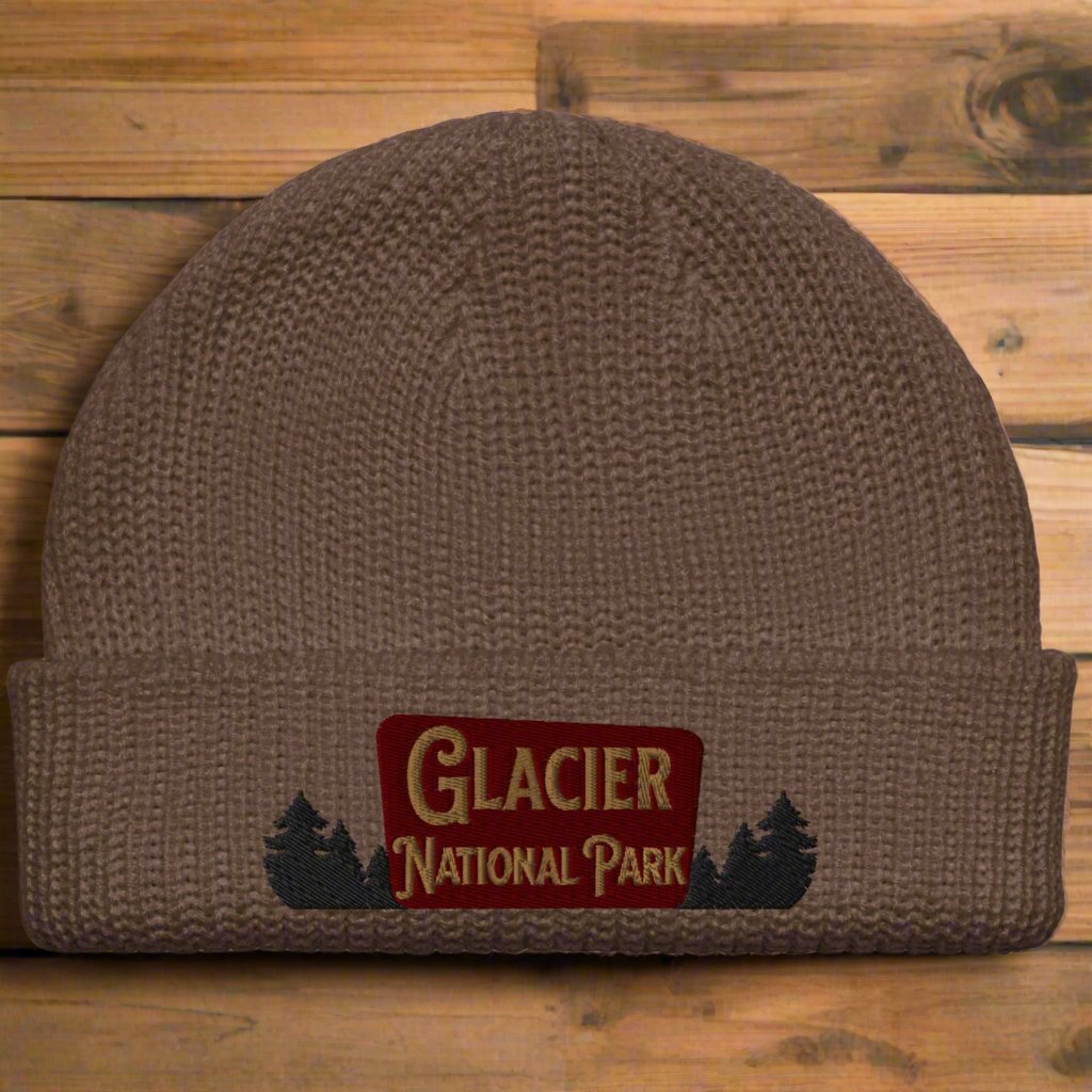Glacier National Park Embroidered Beanie Fisherman Style beanie Park Service Apparel Walnut