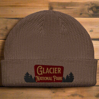 Glacier National Park Embroidered Beanie Fisherman Style beanie Park Service Apparel Walnut